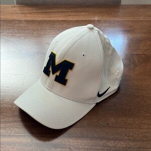 Nike Michigan White Cap with Navy Blue Logo